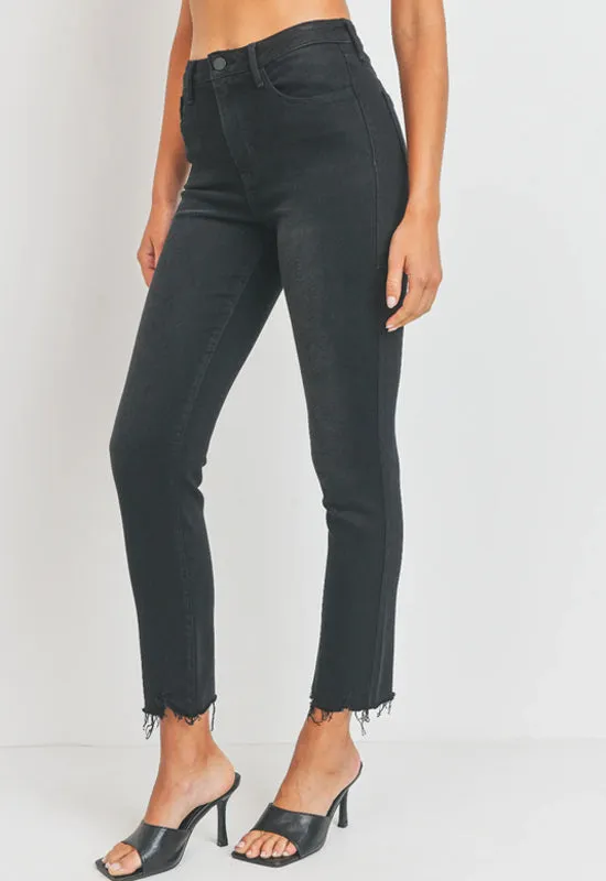 Just Black - Hi Rise Slim Straight Jean Washed Black