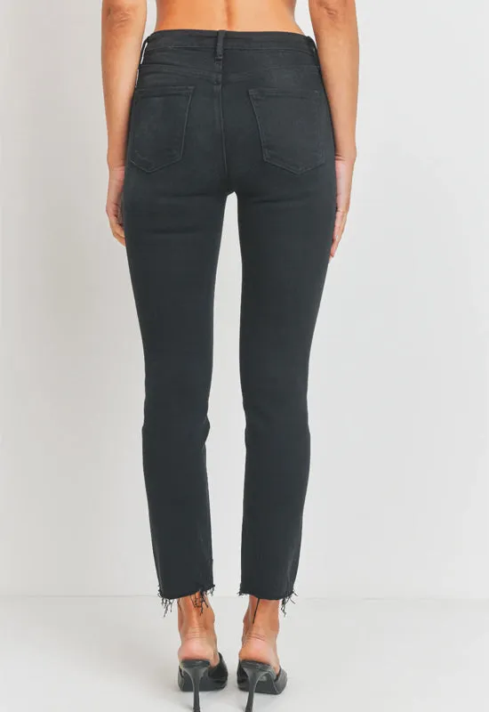 Just Black - Hi Rise Slim Straight Jean Washed Black