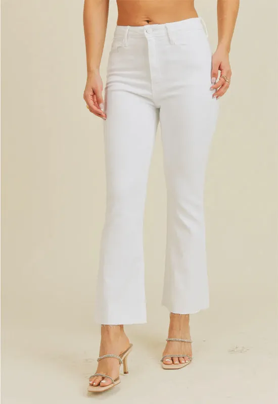 Just Black - High Rise Tonal Crop Flare Jean Optic White