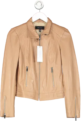 Karen Millen Beige Leather Tan Biker Jacket UK 6