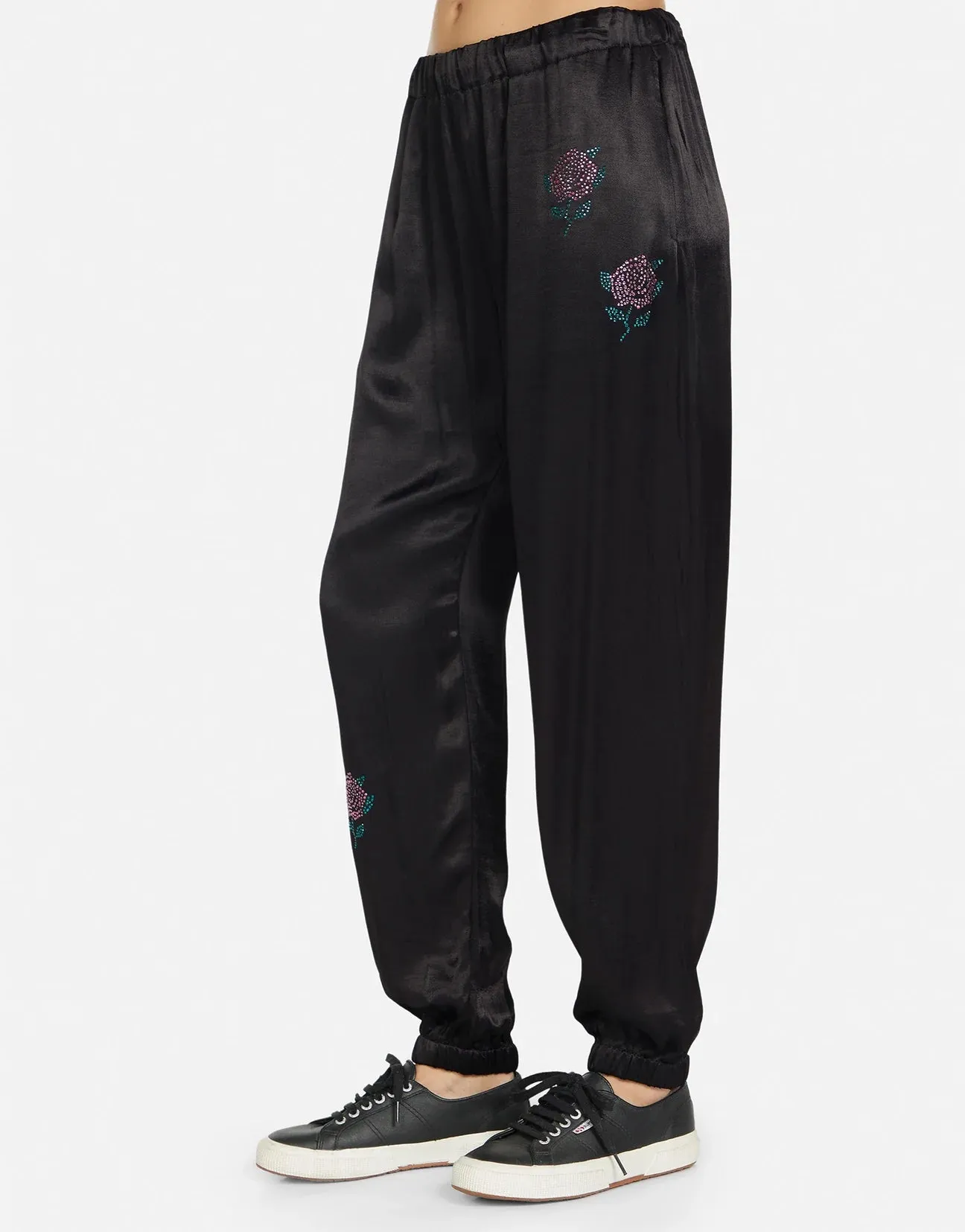 Lauren Moshi Chantria Crystal Roses Sweatpants