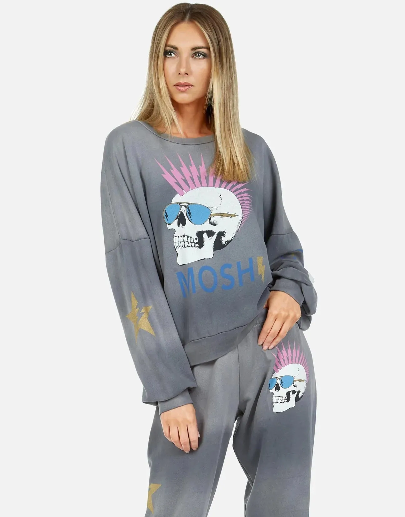 Lauren Moshi Sierra Moshi Lightning Skull Sweatshirt