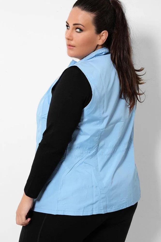 Light Blue Lightweight Full Zip High Neck Gilet