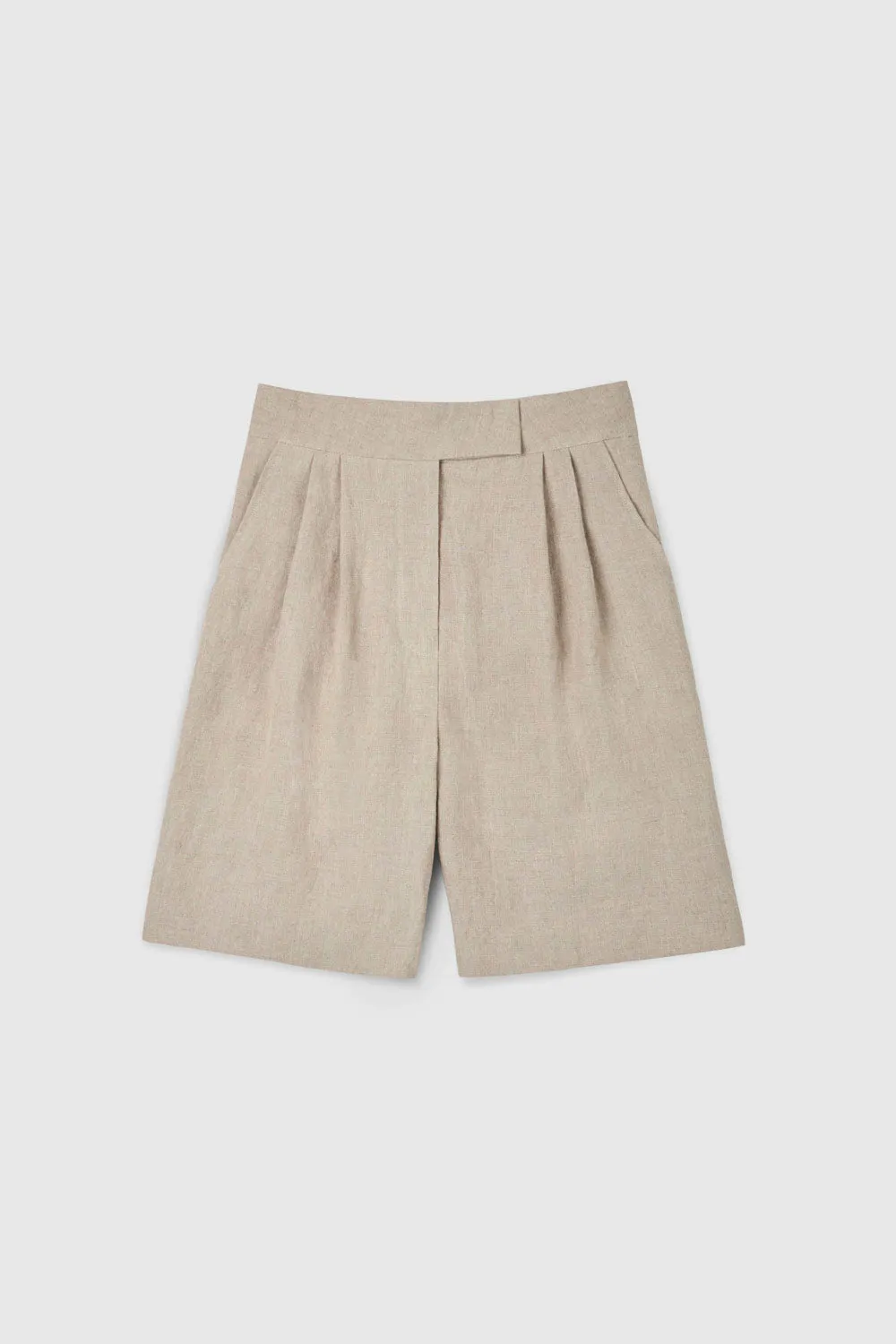 Linen Wide Suit Shorts