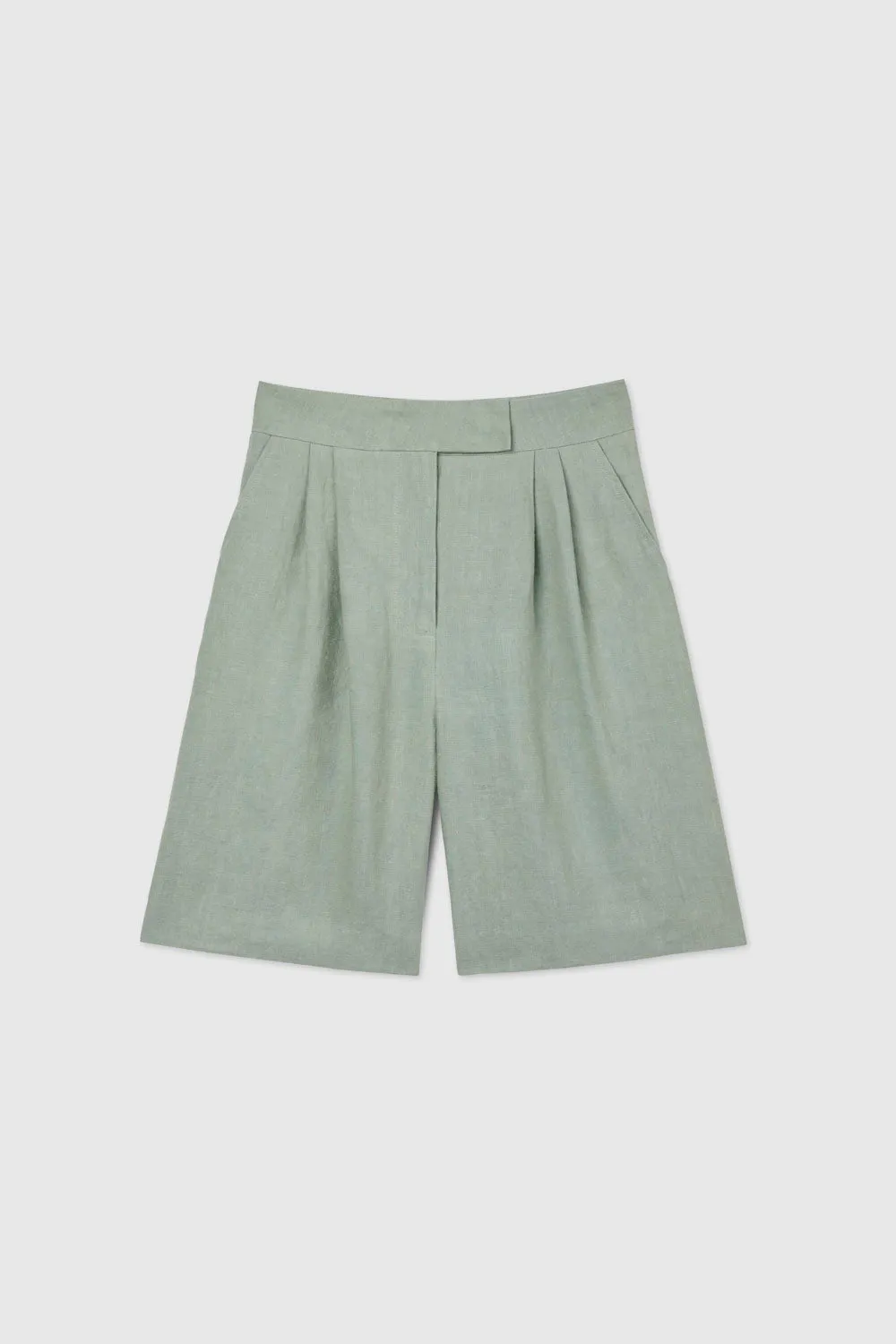 Linen Wide Suit Shorts