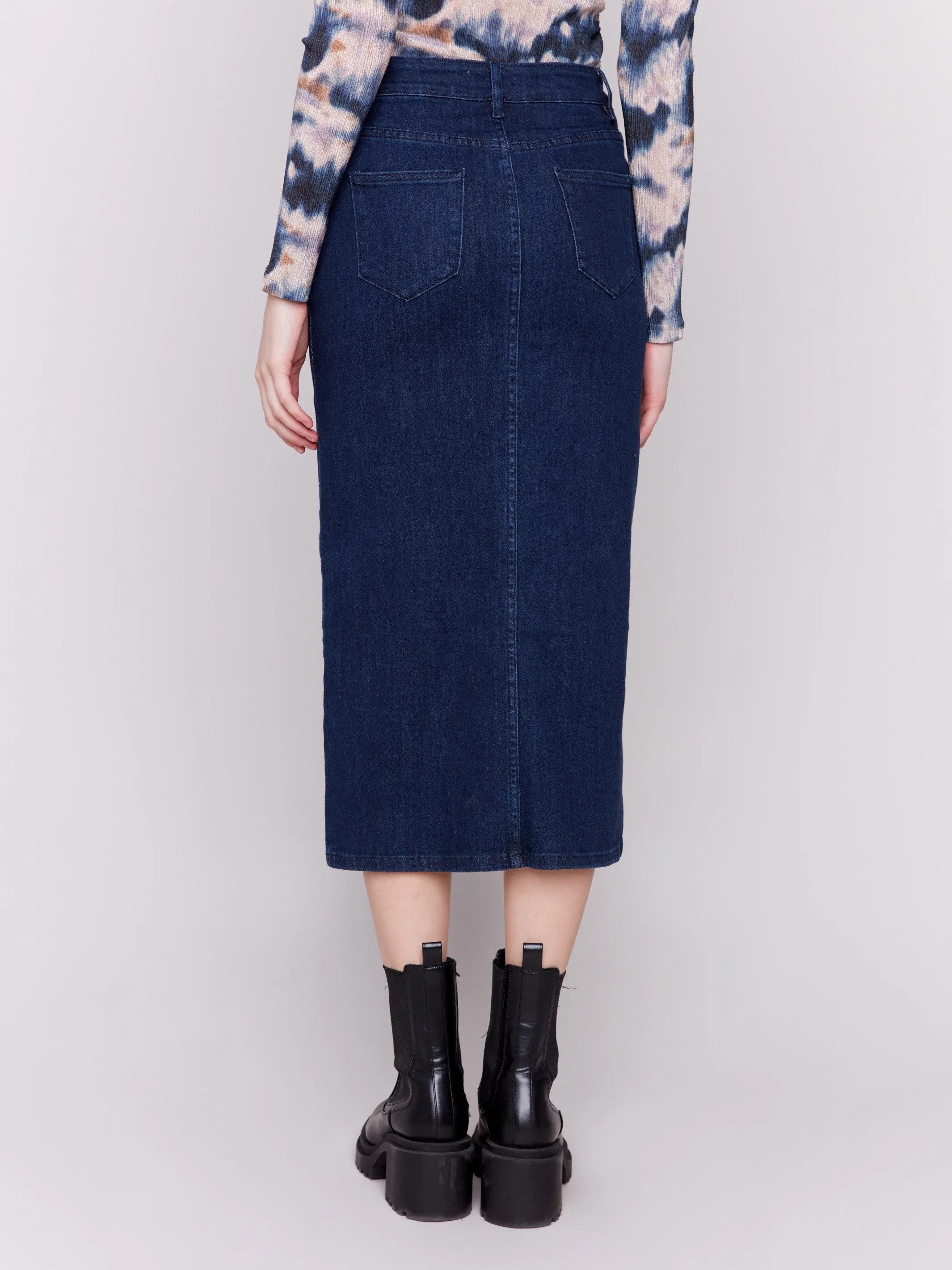 Long Denim Skirt - Blue Black