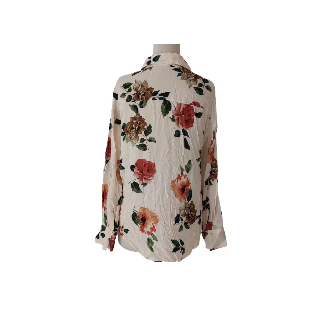 Mango Cream Floral Printed Collared Shirt | Pre Loved |