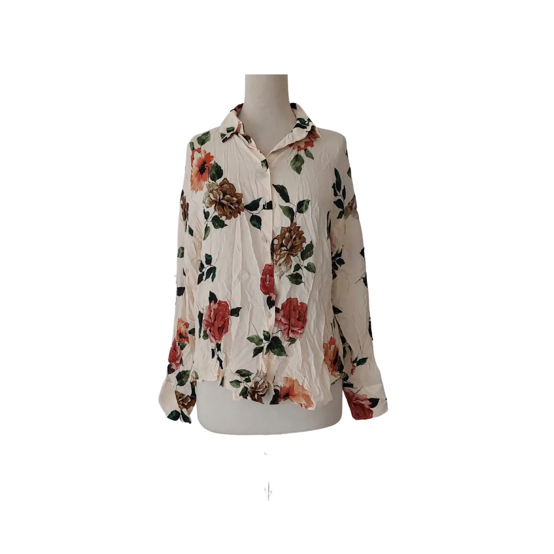 Mango Cream Floral Printed Collared Shirt | Pre Loved |