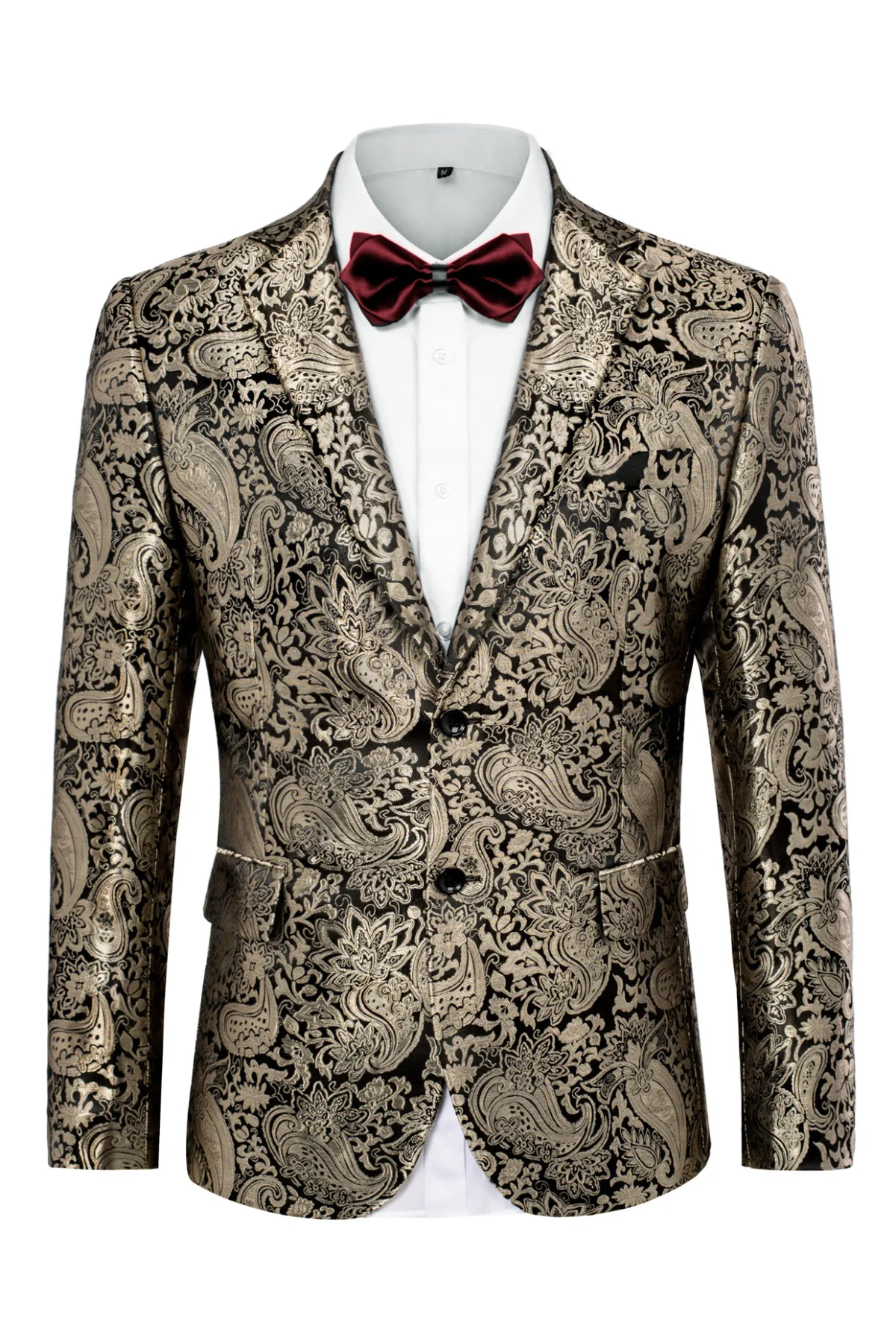 Mens Floral Tuxedo Two Buttons Jacket Paisley Suit Blazer Jacket for Dinner Prom