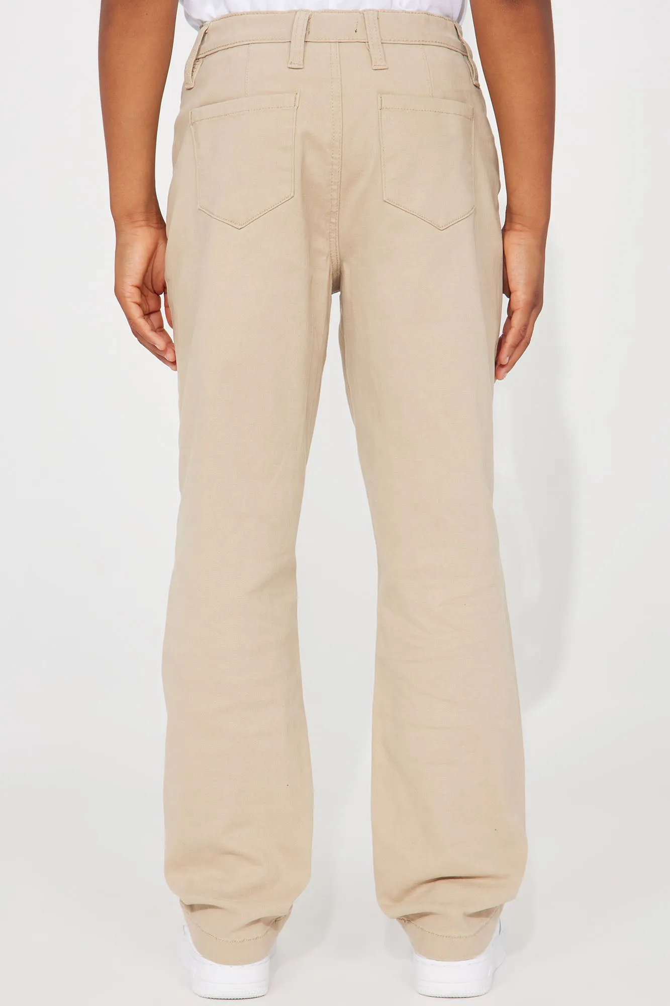 Mini Uniform Straight Leg Pants With Patch - Khaki