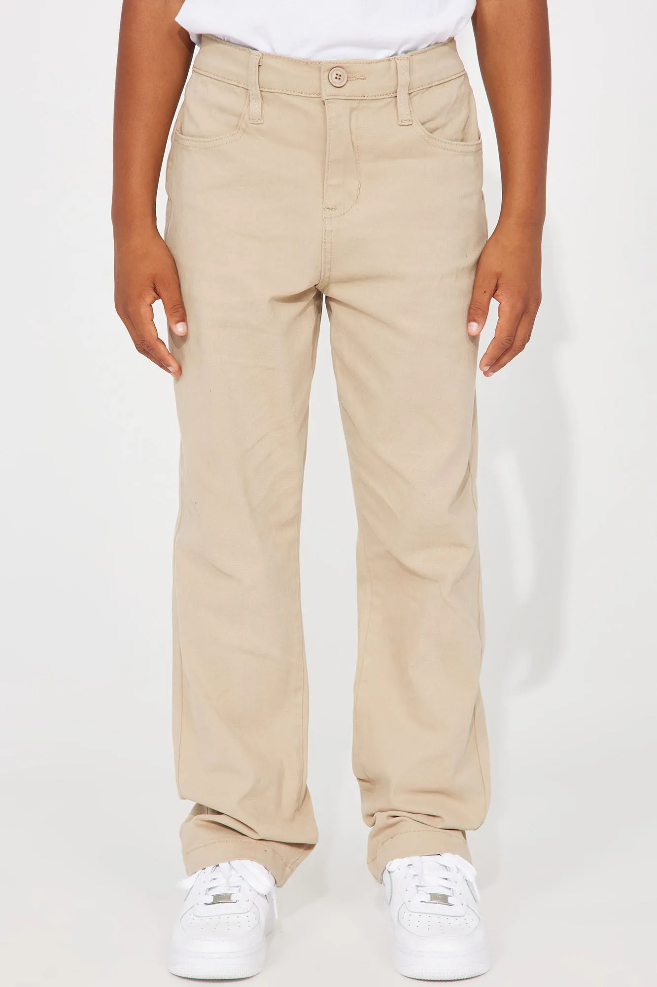 Mini Uniform Straight Leg Pants With Patch - Khaki