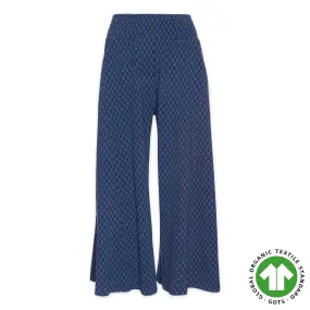 Moshiki Navy Geometrical Flared Trousers