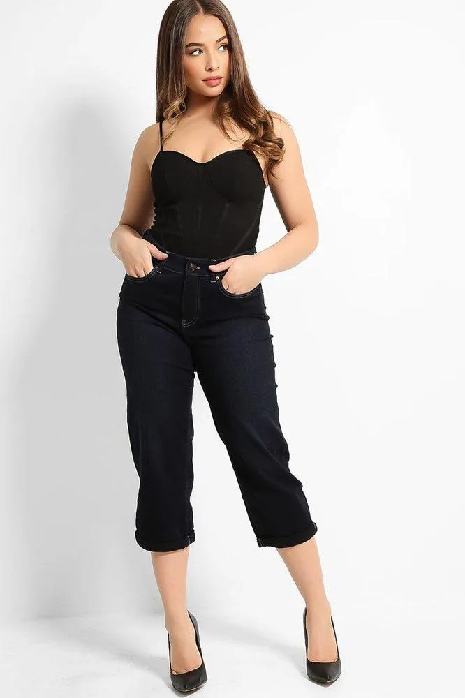 Navy Straight Leg Capri Jeans