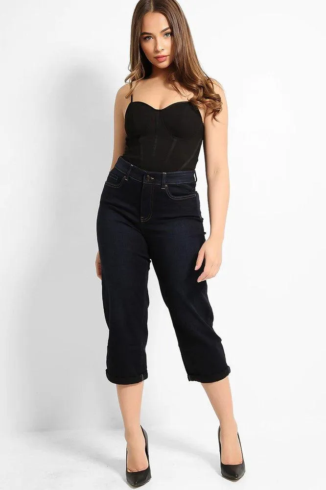 Navy Straight Leg Capri Jeans