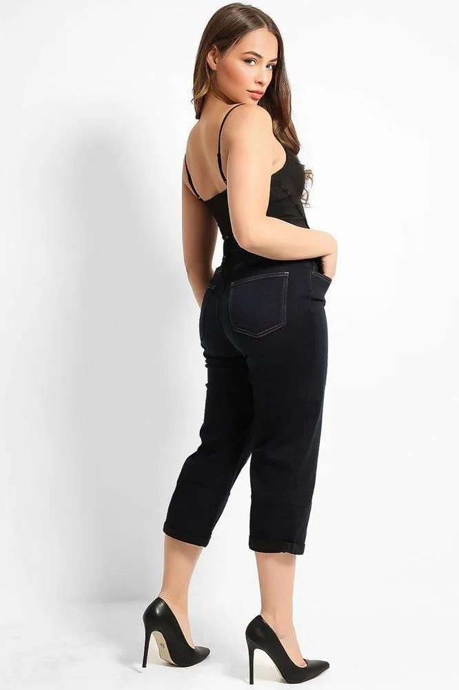 Navy Straight Leg Capri Jeans