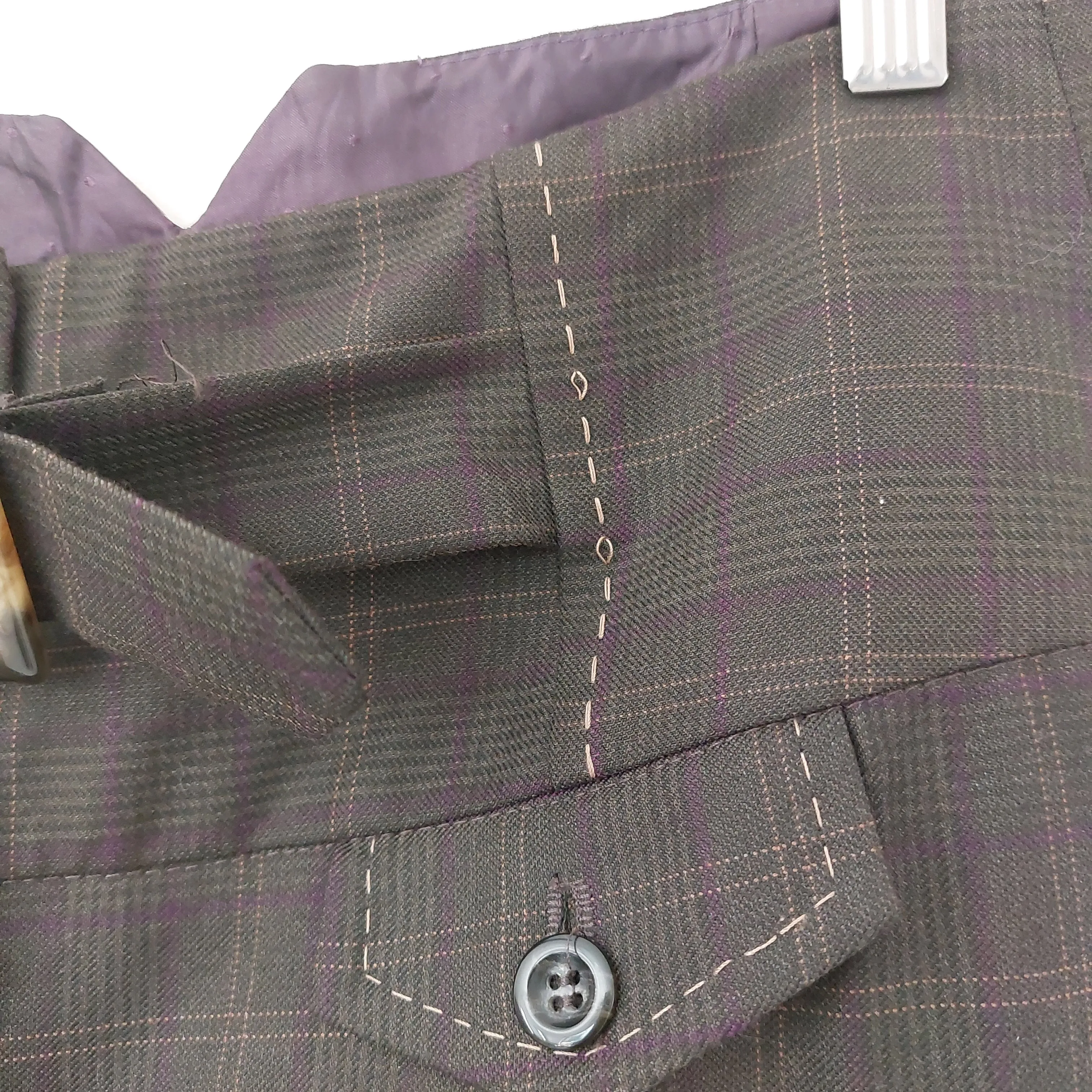 Next Grey And Purple Checked High Waisted Pants | Gently Used |