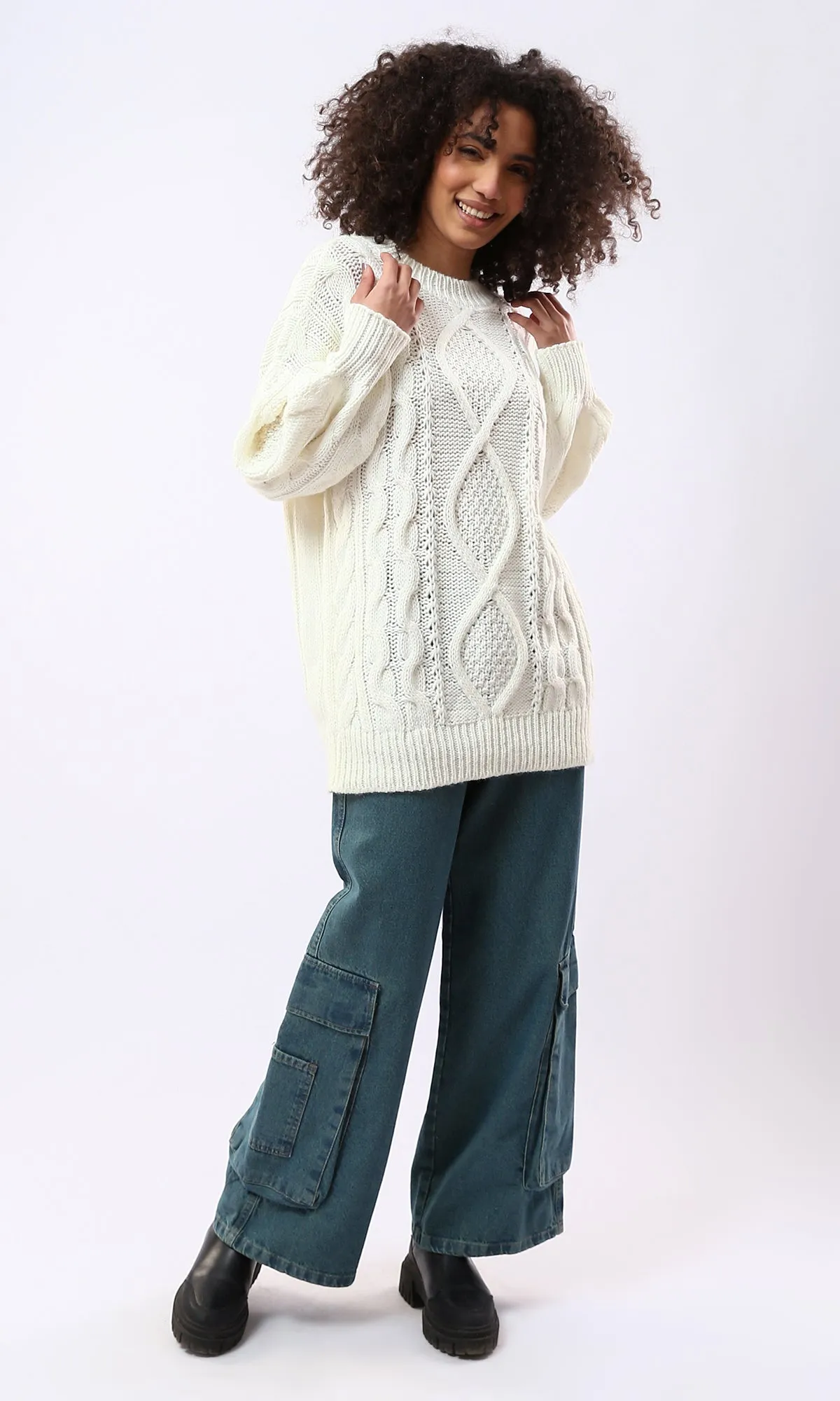 O168918 Off-White Slip On Regular Long Pullover