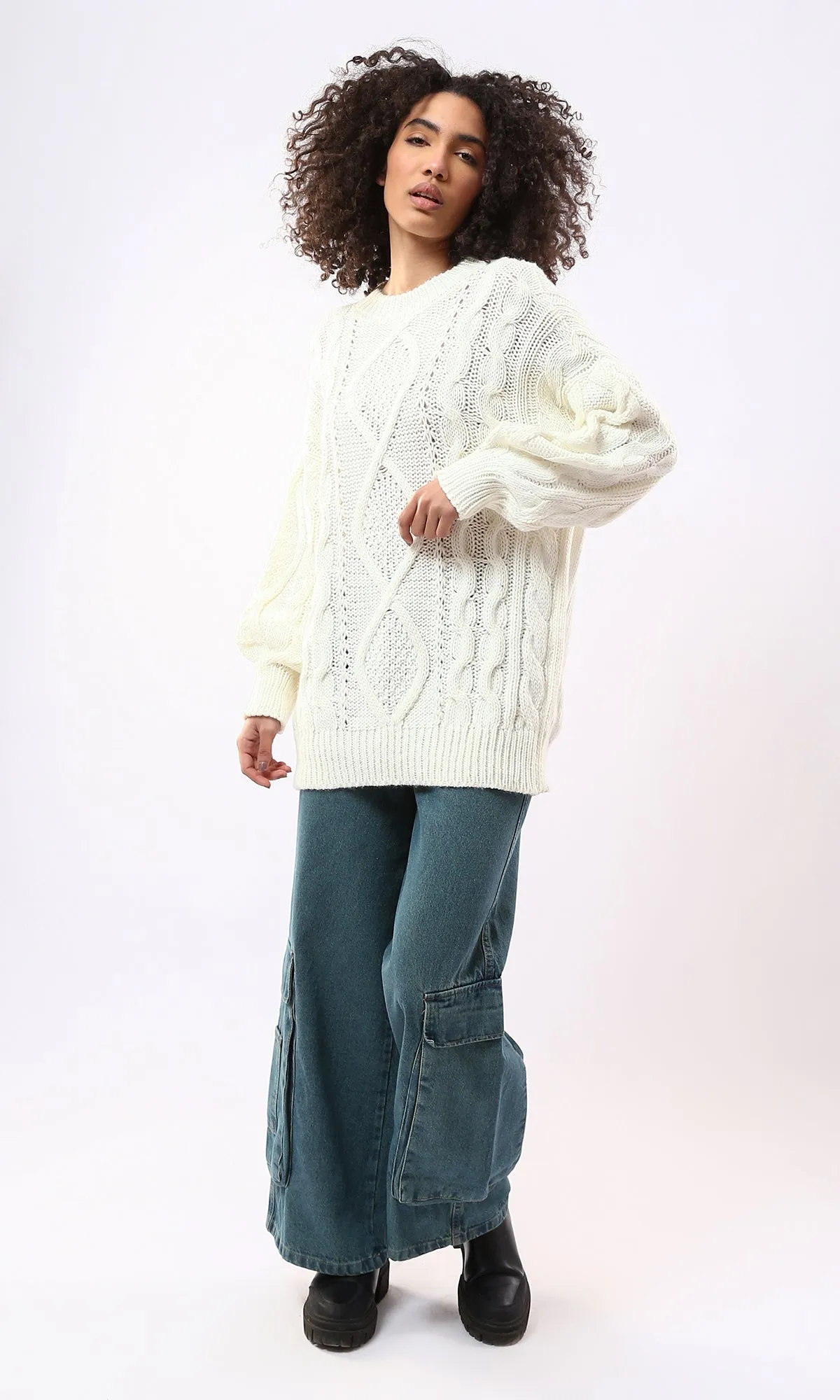 O168918 Off-White Slip On Regular Long Pullover