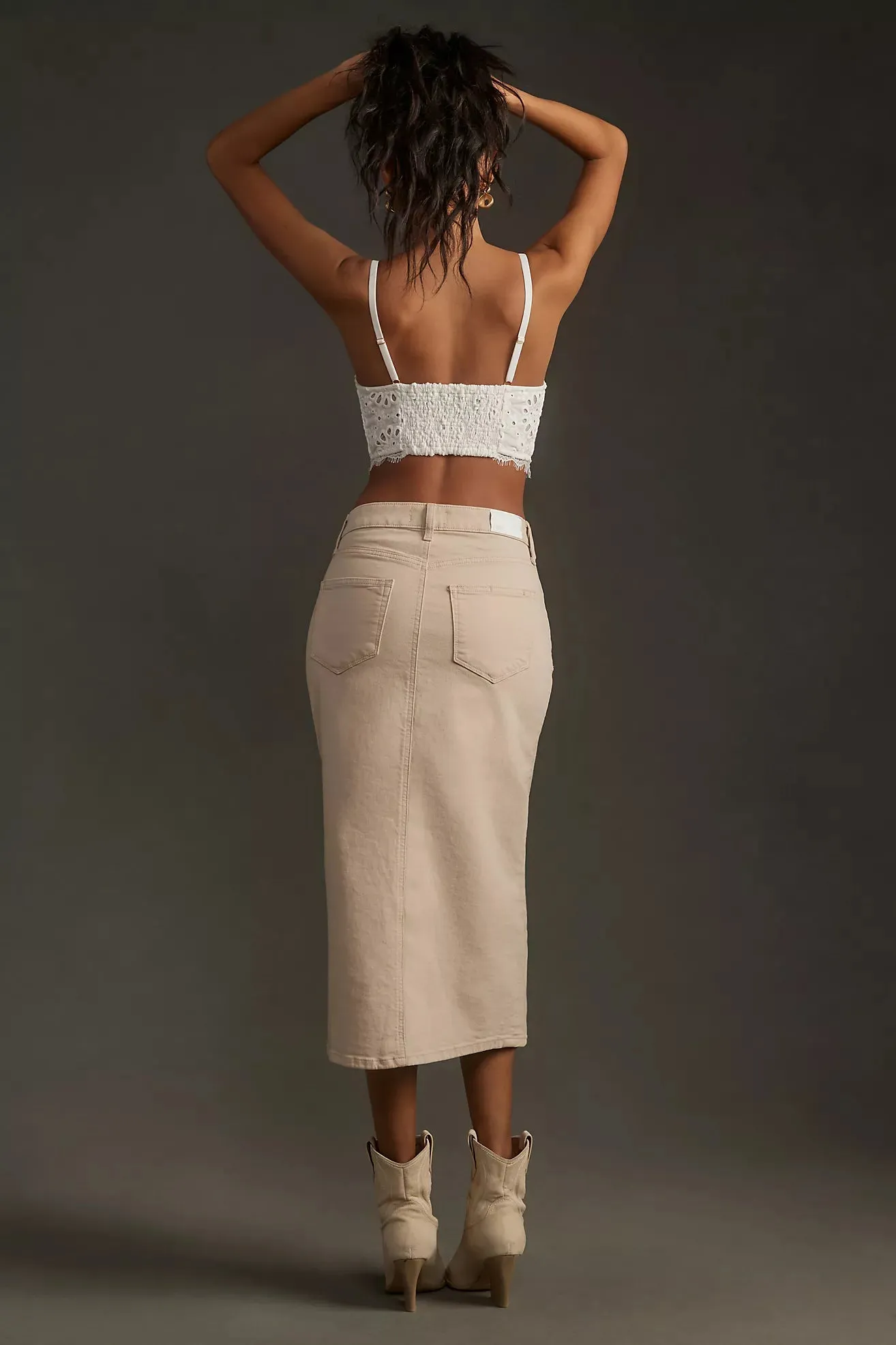 PAIGE Angela Midi Skirt - Soft Beige