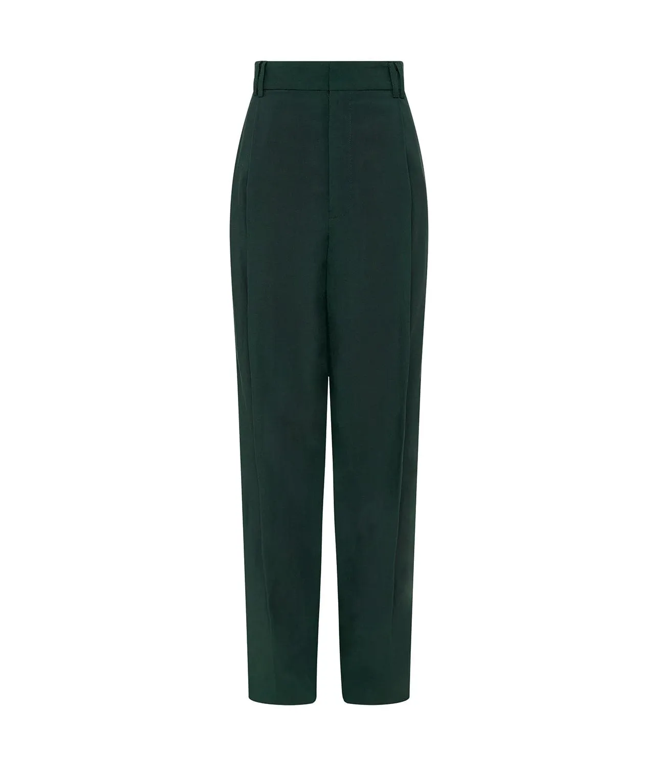 PLEAT FRONT LINEN PANT- MALACHITE