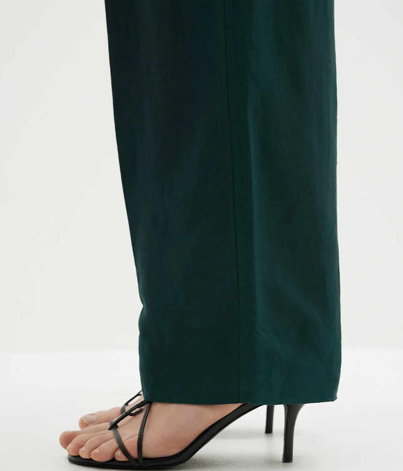 PLEAT FRONT LINEN PANT- MALACHITE