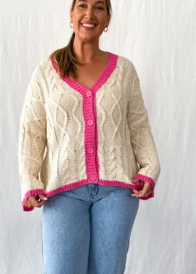 Polly Cardi -Pink/Beige