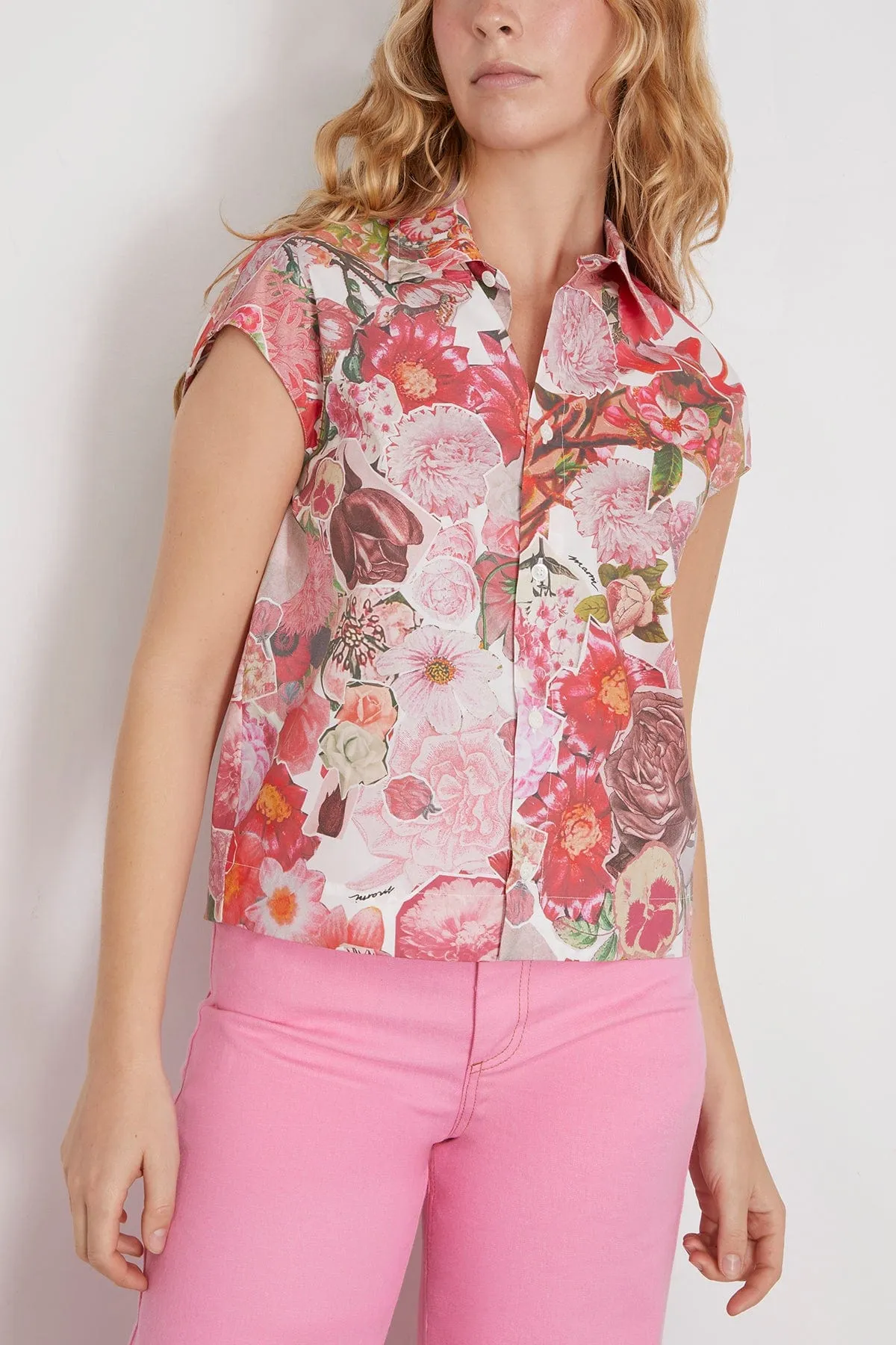 Poplin Cocoon Shirt in Pink Clematis