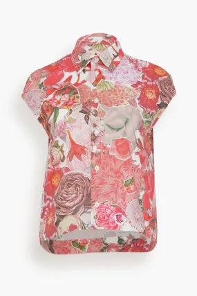 Poplin Cocoon Shirt in Pink Clematis