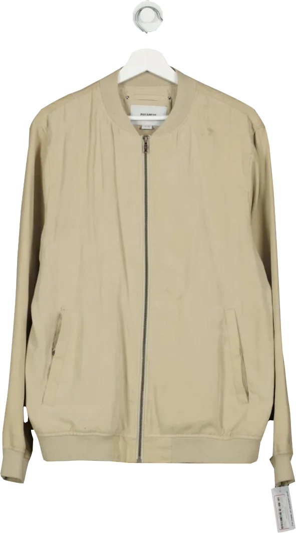 Pull&Bear Beige Suede Zip Up Bomber UK XL