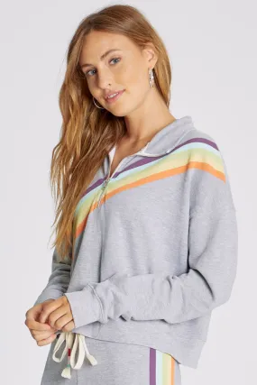 Rainbow Stripe Half Zip Sweatshirt | Heather