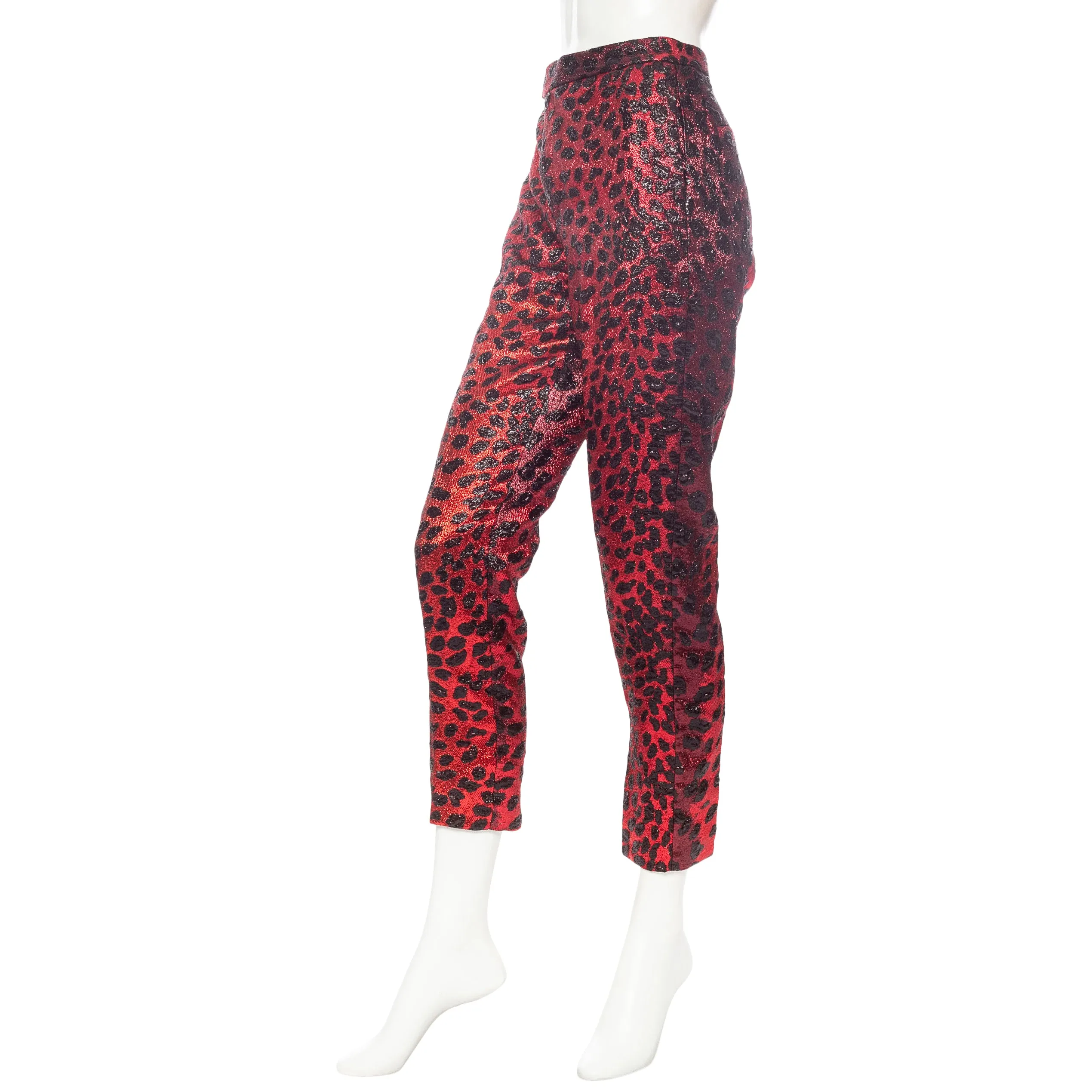 Red and Black Animal Print Two-Piece Jacket and Pant Suit