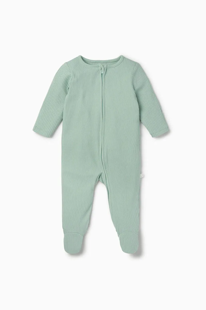 Ribbed Clever Zip Pajamas - Mint