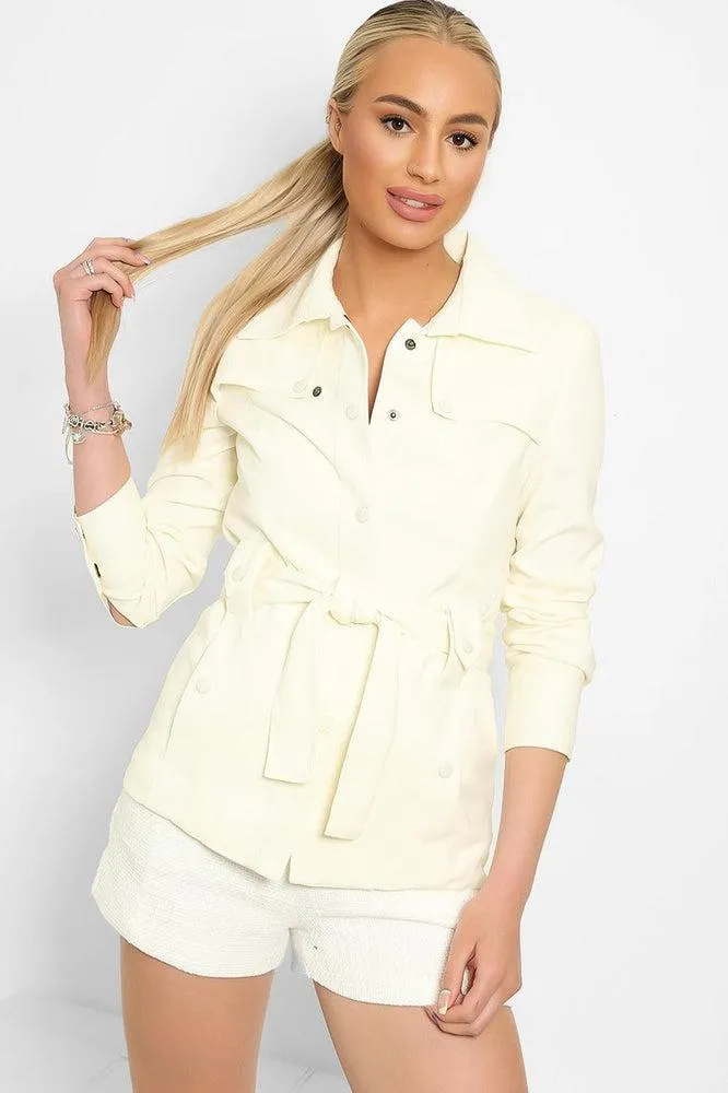 Same Colour Hardware Pocketed Front Belted Blazer