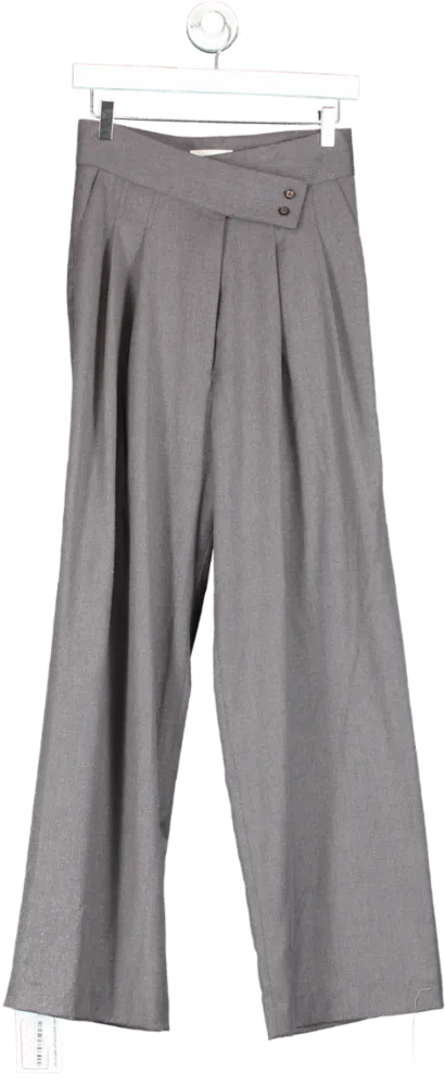 Seliijan Grey High Waisted Straight Leg Trousers UK 8