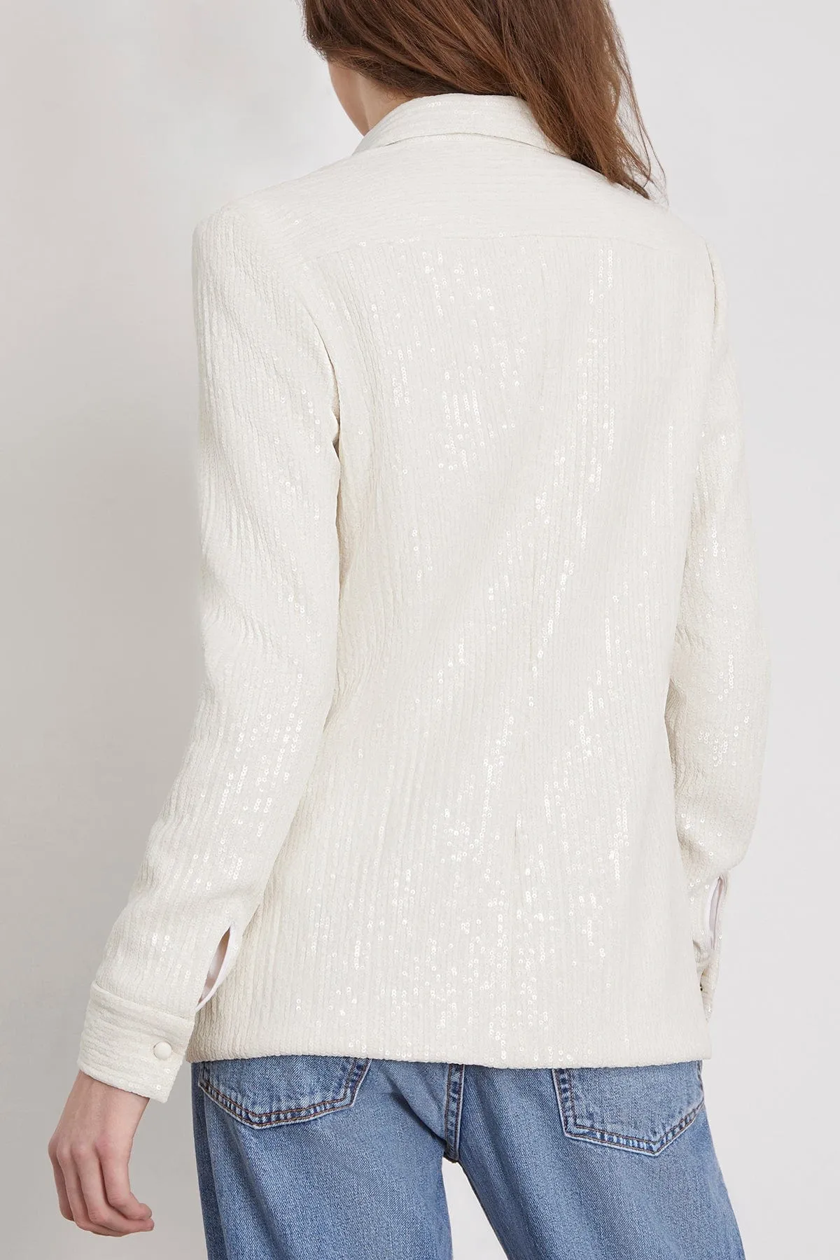 Sequined Slim Shirt in Ivory