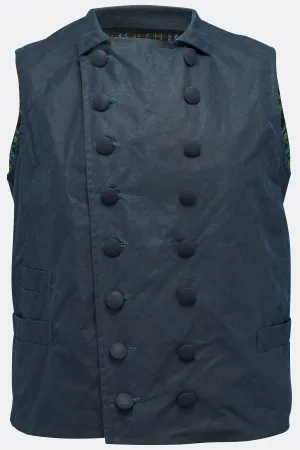 SHEPPARD WAISTCOAT IN NAVY WAXED COTTON