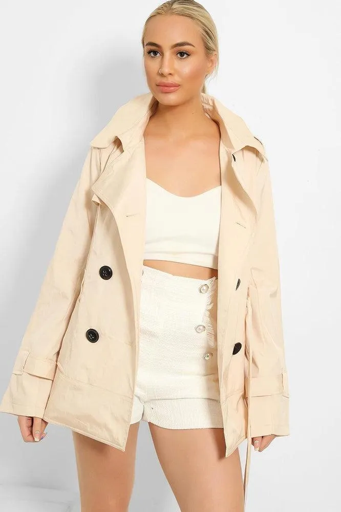 Shimmer Cream Double Breasted Gabardine Jacket