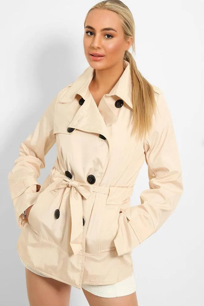 Shimmer Cream Double Breasted Gabardine Jacket