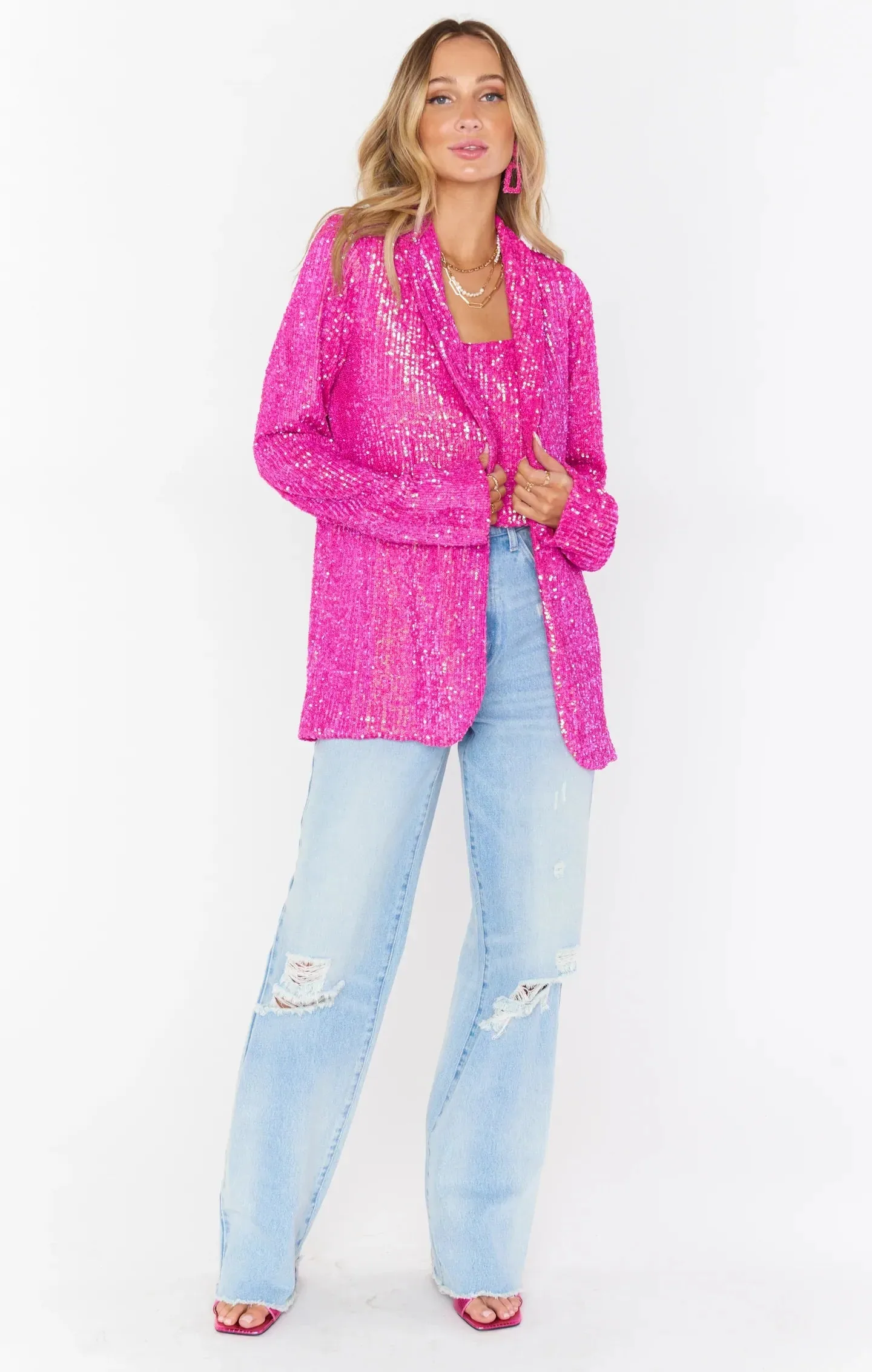 Show Me Your Mumu Dance Blazer Pink Disco Sequin