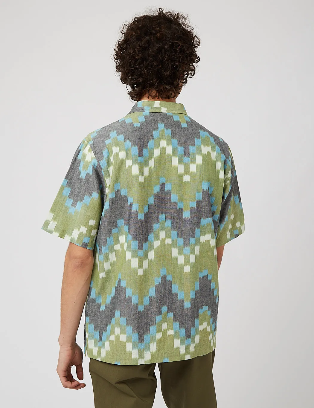 Universal Works Road Shirt (Zigzag Handloom Ikat) - Green